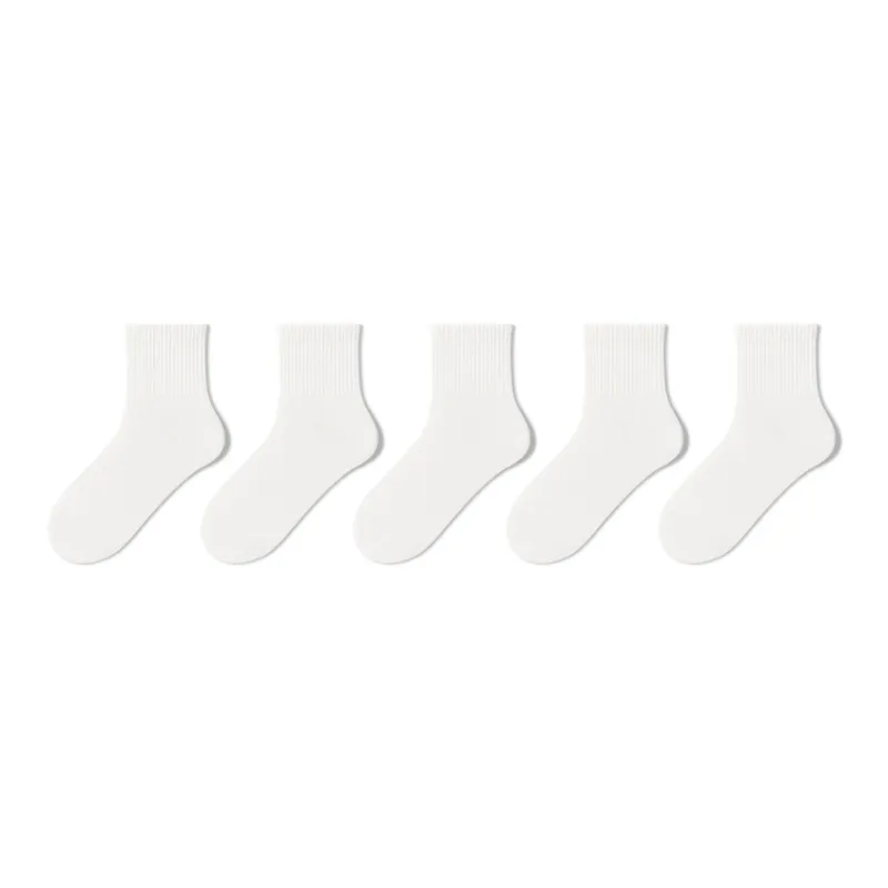 B&C.Room Mid Calf Socks Spring Summer Unisex 5 Pack Black White Gray-0