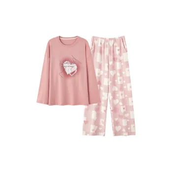 Qiao Ni Tong Pajama Set Women's Heart Pink