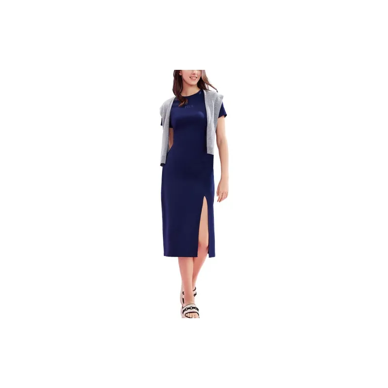 FILA Short-Sleeved Dresses Women's Deep Silent Blue-2