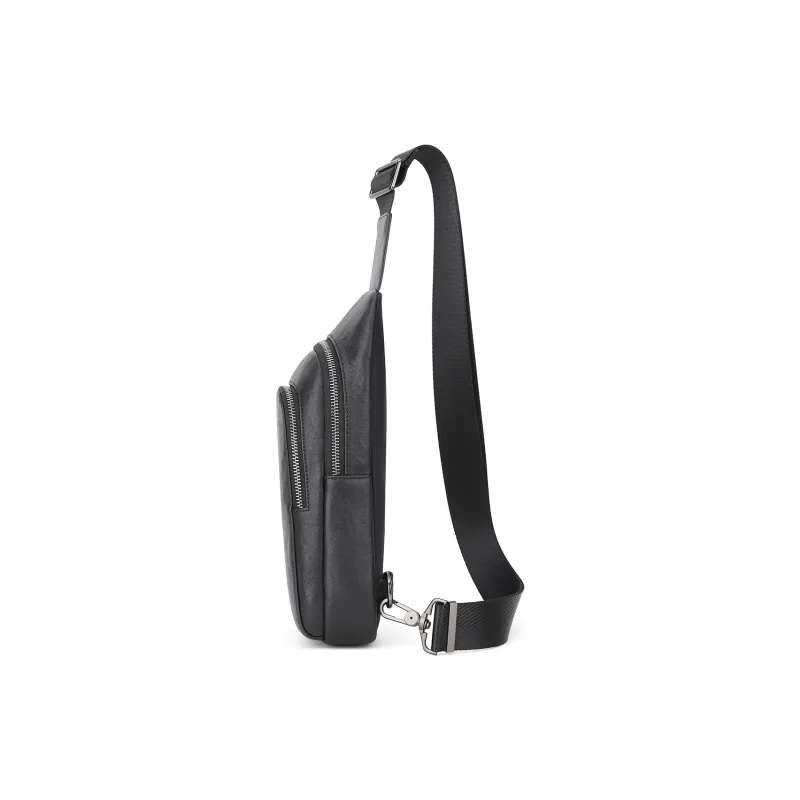 NAVIGARE Cow Leather Sling Bag Men's Black-2