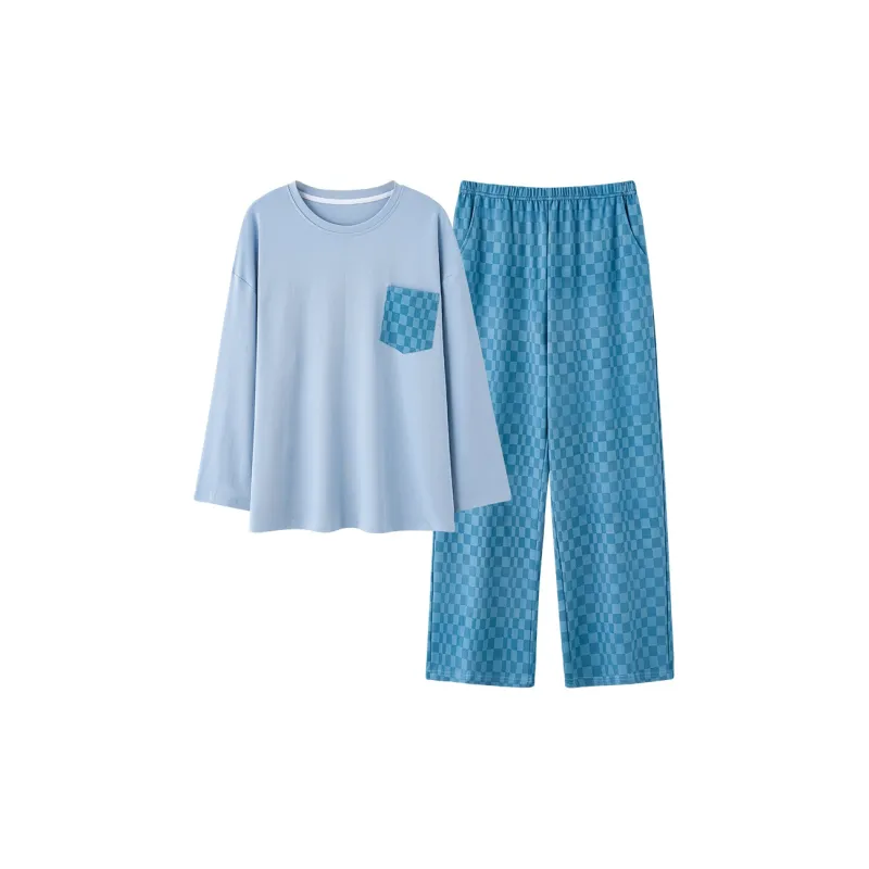 Qiao Ni Tong Pajama Set Women's Sky Blue-0