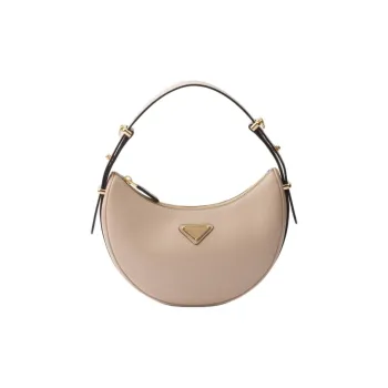 PRADA Triangle Logo Plaque Moon Shaped Shoulder Bag