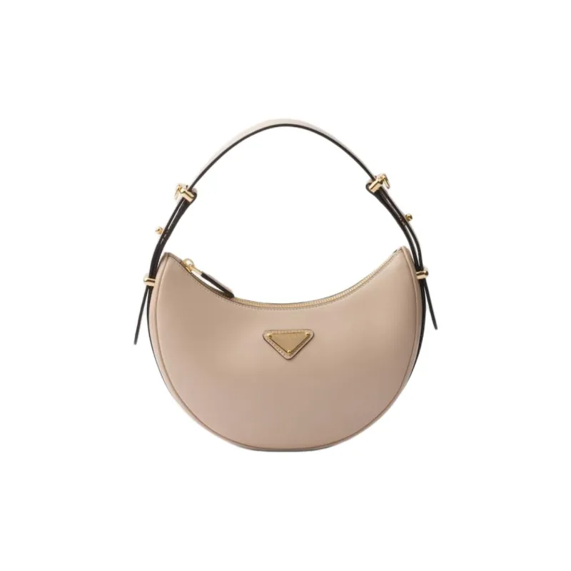 PRADA Triangle Logo Plaque Moon Shaped Shoulder Bag-0