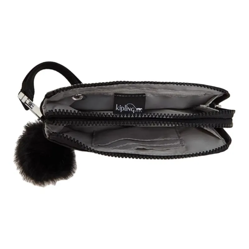 Kipling Polyester Wallet Small Size Women's Charcoal Black Ding-2
