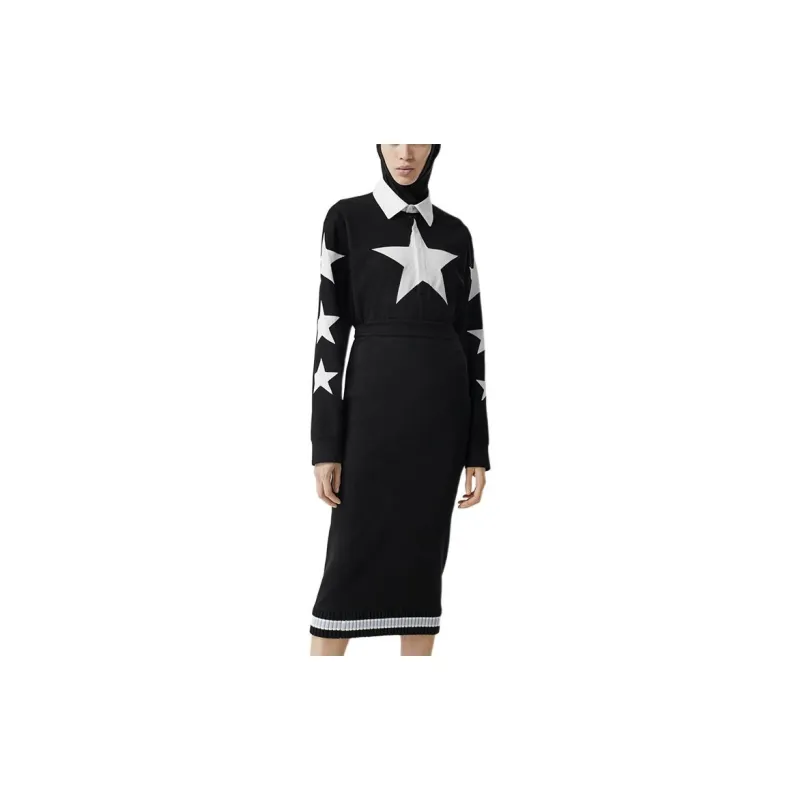 Burberry Long Sleeved Dresses Women's Black-1