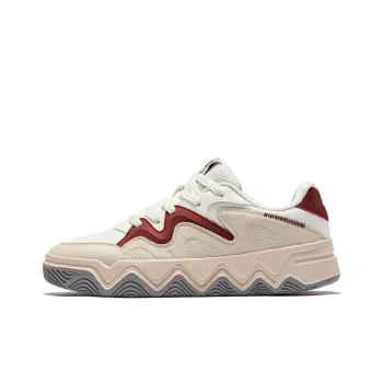 Erke Anti Slip Wear Resistant Low Top Skateboard Shoes Women's White Brown