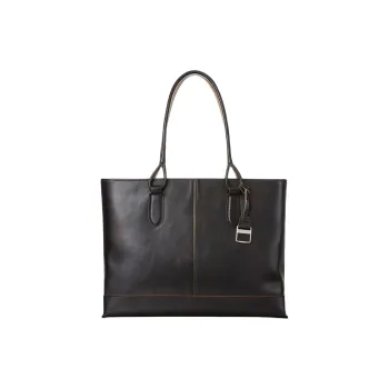 SAMSONITE Cow Leather Tote Bag Shopping Bag Handbag Large Size Unisex Charcoal