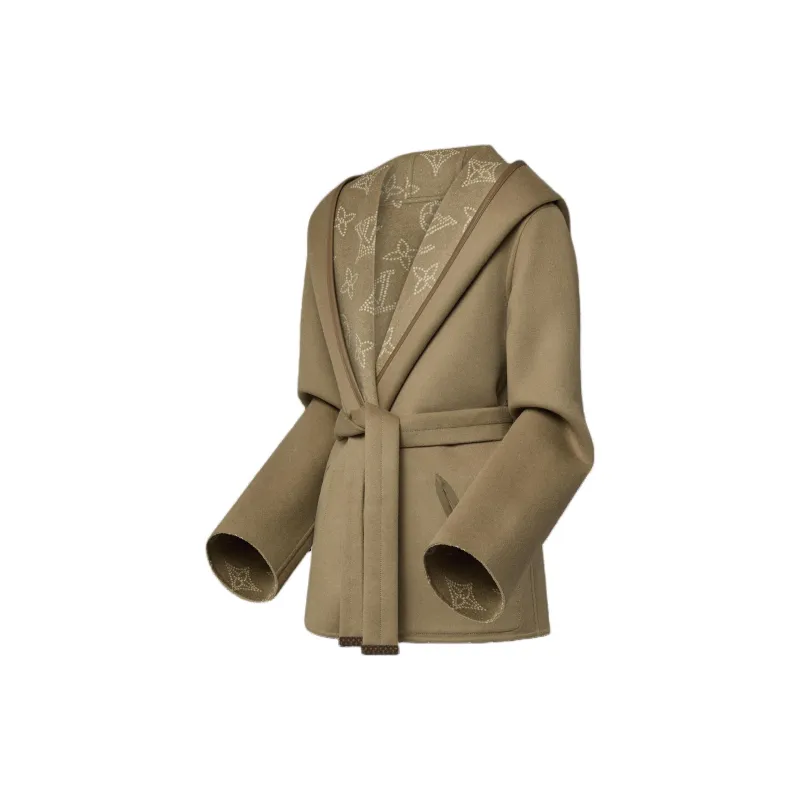 LOUIS VUITTON Reversible Signature Short Hooded Wrap Coat-2