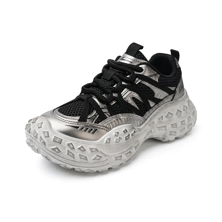 Warrior Warrior Lightweight Anti-Slip Low-Top Chunky Sneakers Women's Dark Gray-1