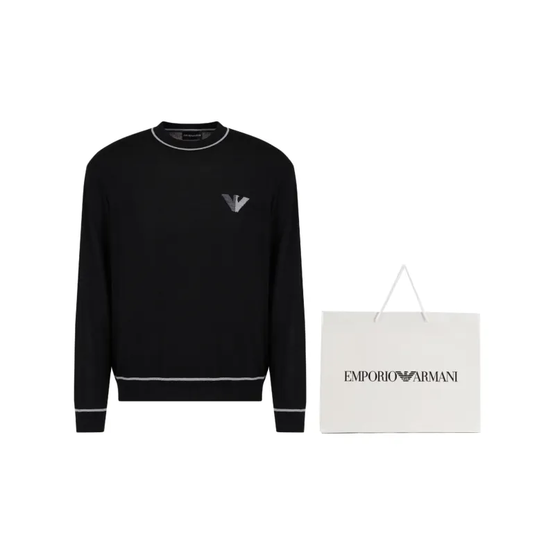 EMPORIO ARMANI Virgin wool Jumper With Jacquard Logo Detail-1