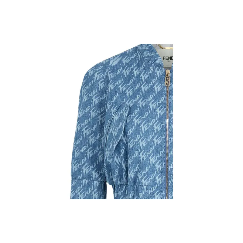 FENDI SS22 Cropped Coats Women's Light Blue-6