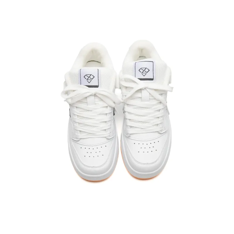 Circle Small Warm Cushioning And Wear Resistant Low Top Skateboard Shoes Unisex White Black-3