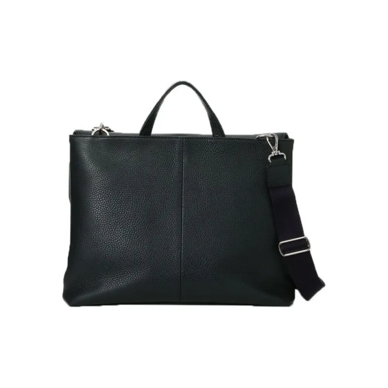 SAMSONITE Cow Leather Briefcases Handbags Unisex Black-4