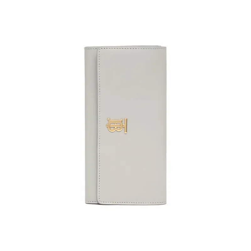 Burberry Leather Clutches Wallets Women's Light Gray-1