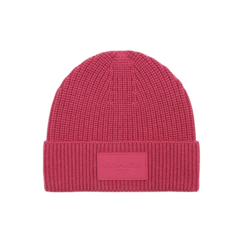 COACH Milu Wool Beanies Unisex Rose Red-0