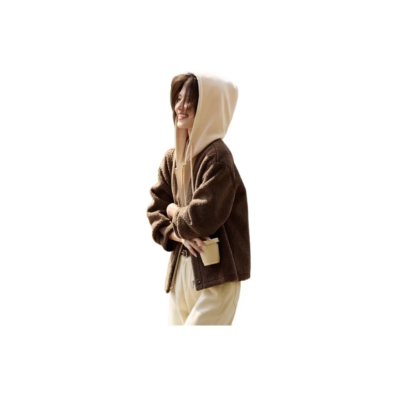 XWI Velvet feel Coat Women's Coffee-1