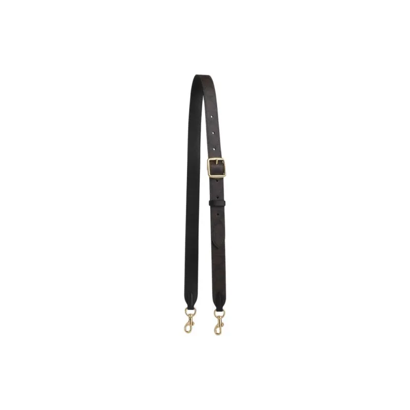 COACH Coated Canvas Bag Strap Unisex Gold & Walnut Wood & Black-0