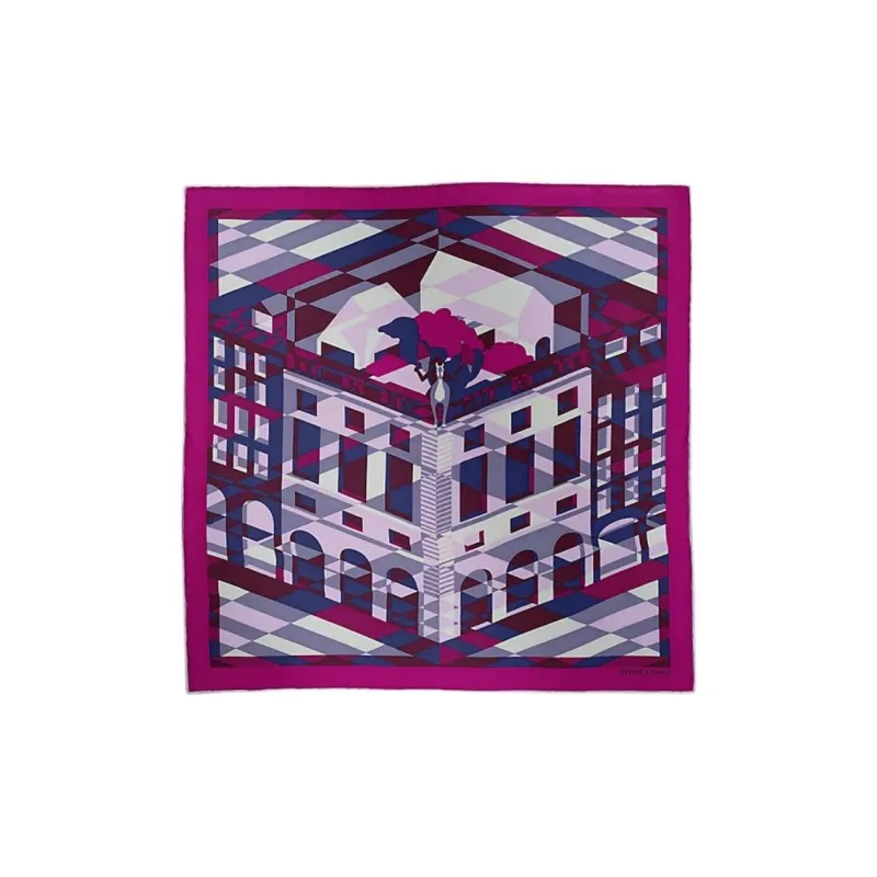 HERMES Vintage Silk Silk Scarves Men's Purple-0