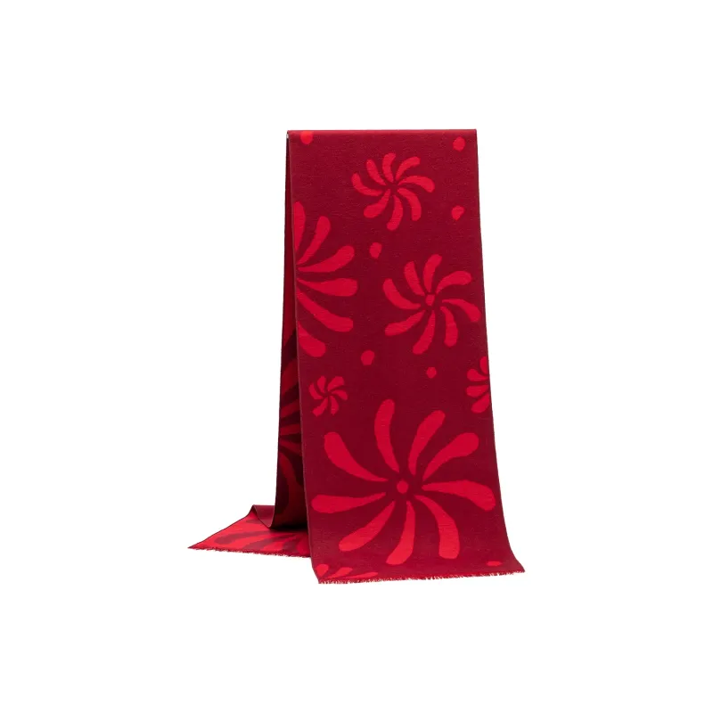 Shanghai Story 100% Mulberry Silk Knit Scarves Unisex Red Scarf No. 4-0