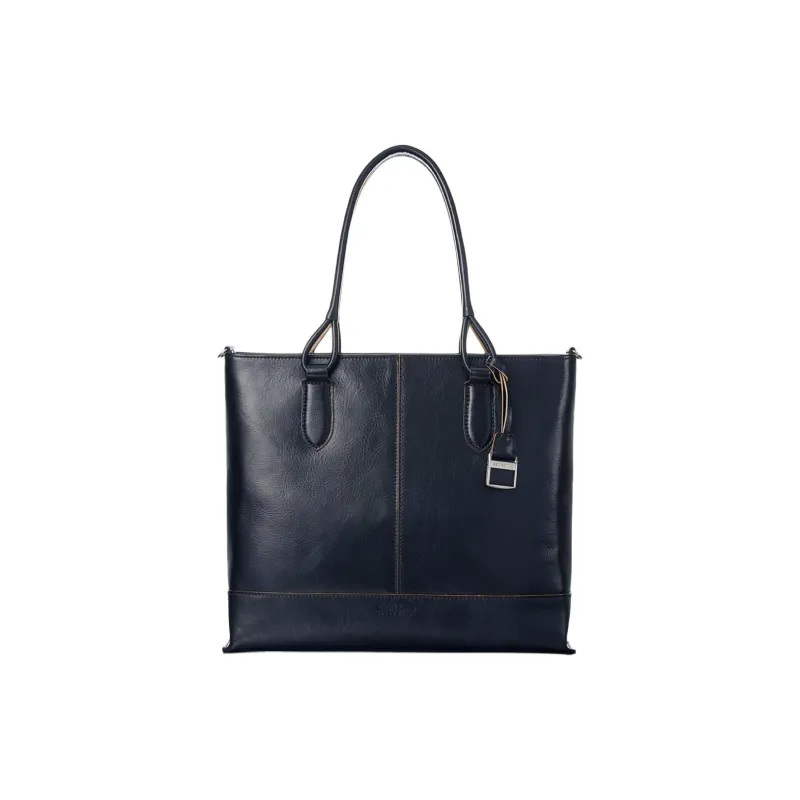 SAMSONITE Cow Leather Tote Bag Shopping Bag Shoulder Bag Handbag Medium Size Unisex Marine Blue-0