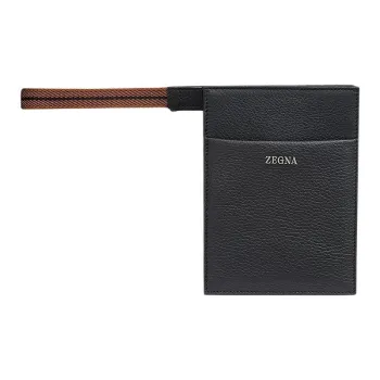 Zegna Genuine Leather Clutch Mini Men's Black