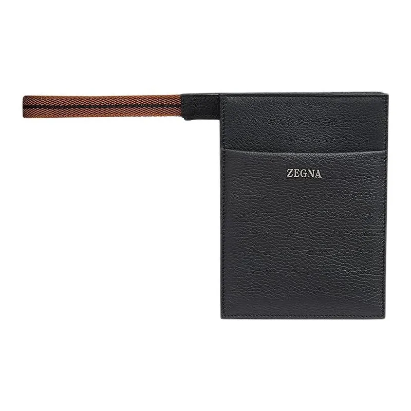 Zegna Genuine Leather Clutch Mini Men's Black-0