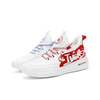 IVERSON Campaign 1 White Red Blue Mismatched Cushioning Anti Slip And Wear Resistant Low Top Basketball Shoes Unisex