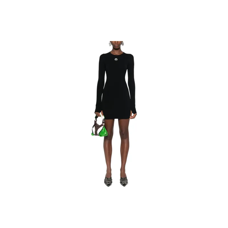Marine Serre Logo Embroidered Knitted Mini Dress-1