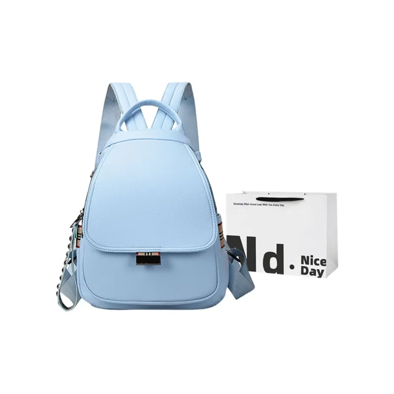 SWIMADE PU Soft Leather Small Backpack Regular Women's Khaki/Blue/Black-8