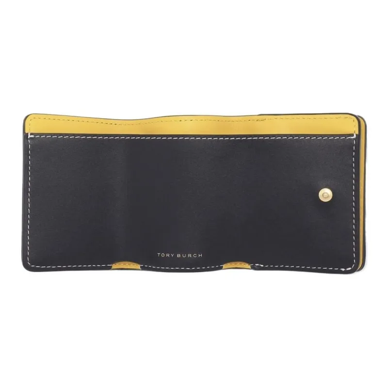 TORY BURCH T Monogram Jacquard Wallet Mini Women's Marine Blue & Yellow-2