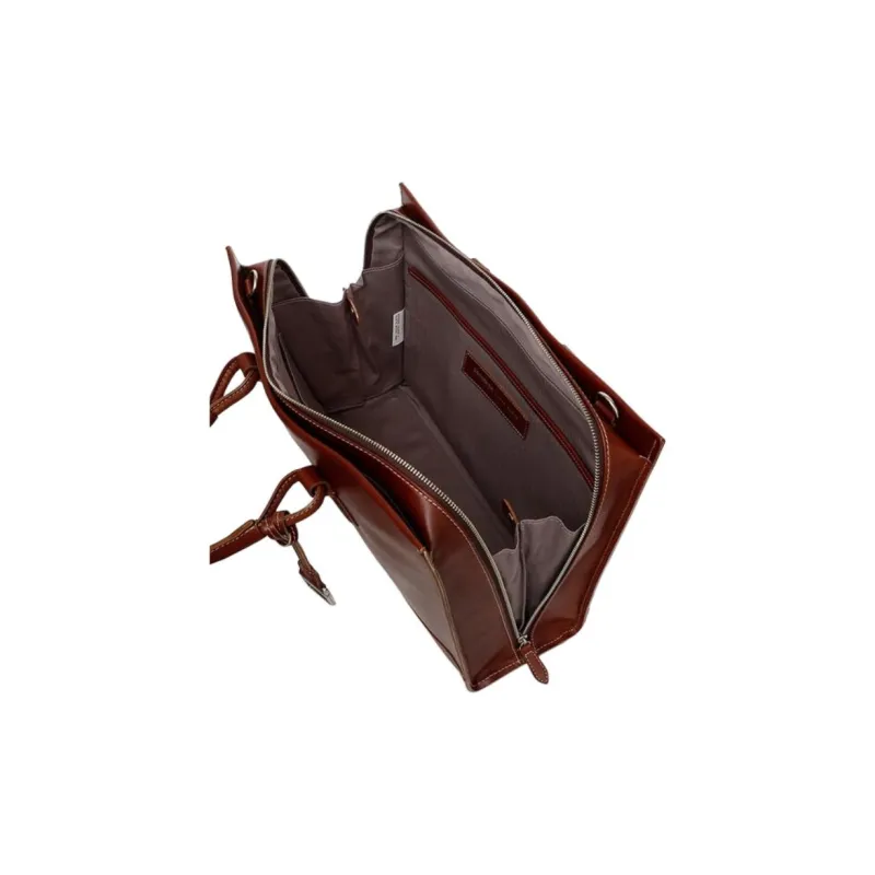 SAMSONITE Cow Leather Briefcases Handbags Large Size Unisex Brown-3
