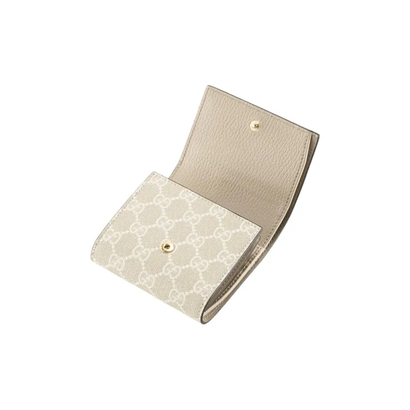 GUCCI Marmont Canvas Wallet Women's Beige-2