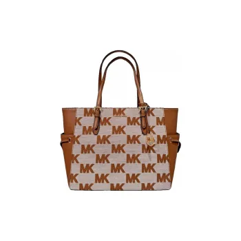 MICHAEL KORS Gilly Canvas Tote Bag Shopping Bag Handbag Large Size Women's Leather Brown