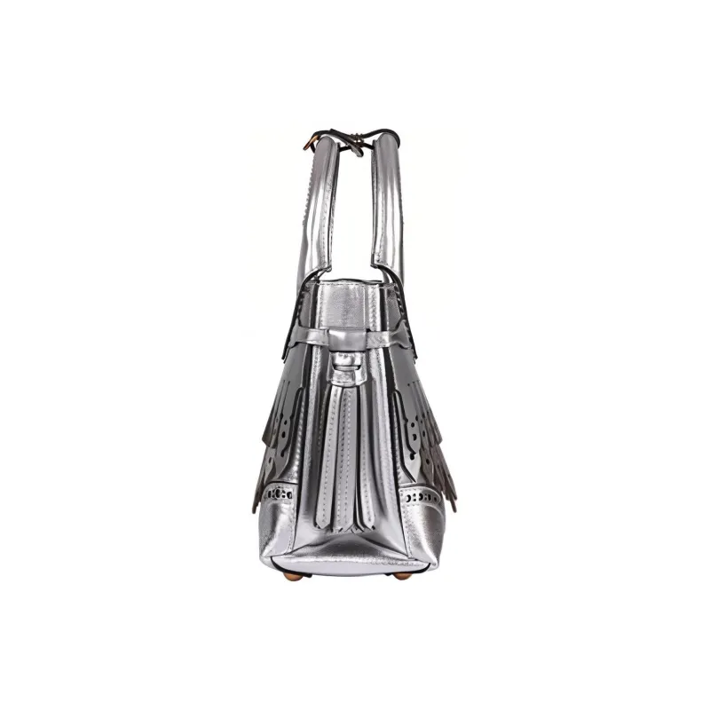 Burberry Cow Leather Shoulder Bag Crossbody Bag Handbag Women's Silver-1