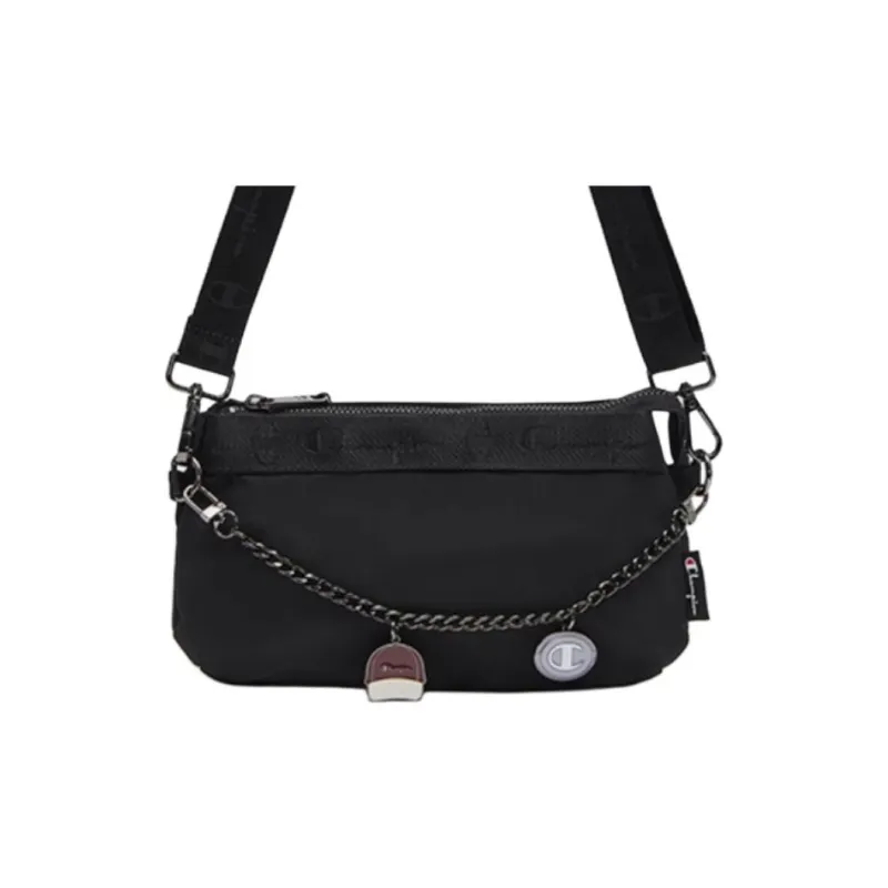 Champion Fabric Shoulder Bag Crossbody Bag Medium Size Women's Black-1
