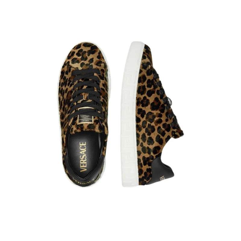 VERSACE Leopard Greca Low Top Skateboard Shoes Men's Leopard Print-3
