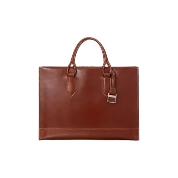 SAMSONITE Cow Leather Briefcases Handbags Large Size Unisex Brown