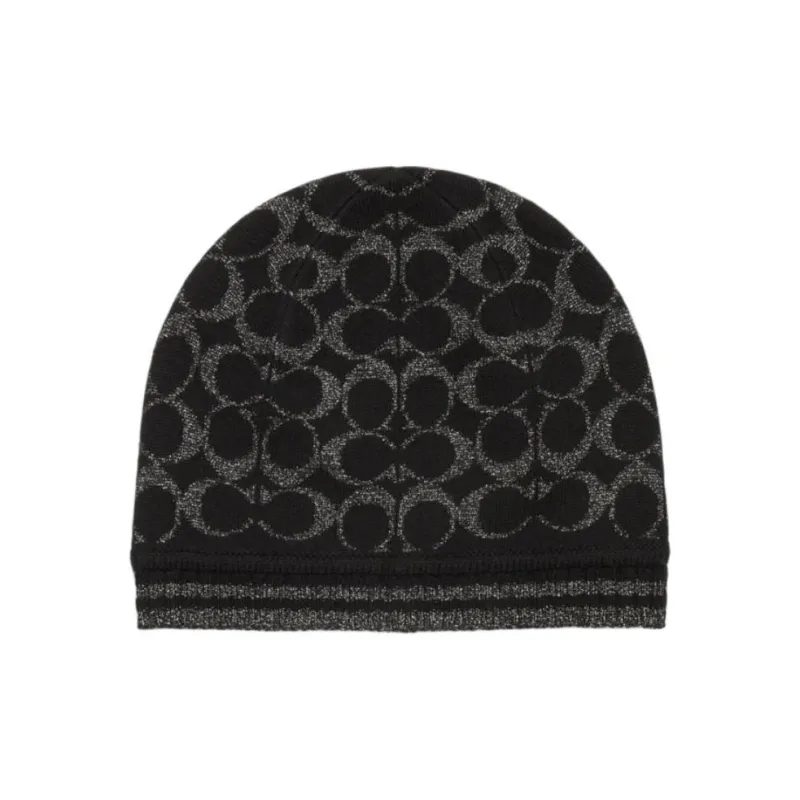 COACH Merino Wool Beanies Unisex Black-0