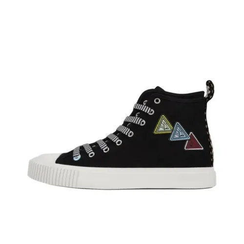 Lanvin High Top Canvas Shoes Men's Black