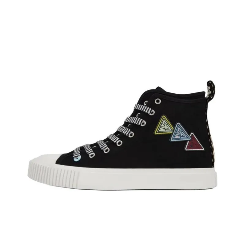 Lanvin High Top Canvas Shoes Men's Black-0