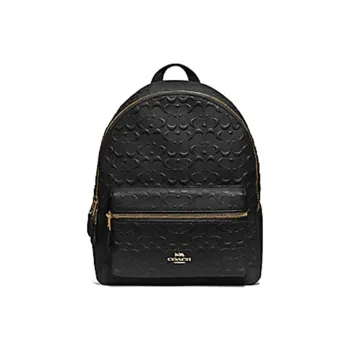 COACH Charlie Leather Backpack Medium Size Women's Black