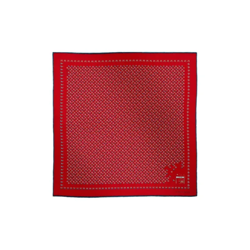 HERMES Vintage Silk Silk Scarves Men's Red-0