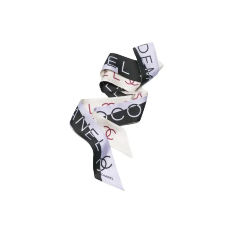 CHANEL Silk Scarves Unisex Purple/Black-0