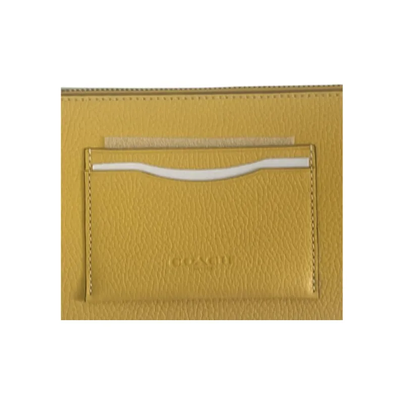 COACH Pebbled Leather Coin Purse Wallet Trumpets Women's Canary Yellow-2