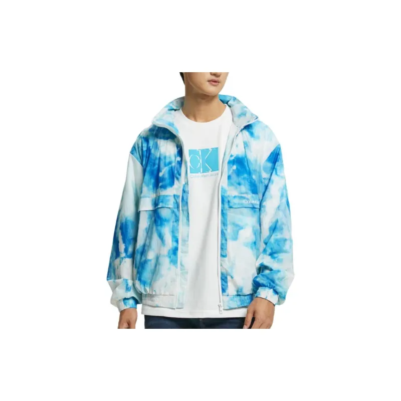 CALVIN KLEIN Jacket Men's Blue White Printing And Dyeing-3