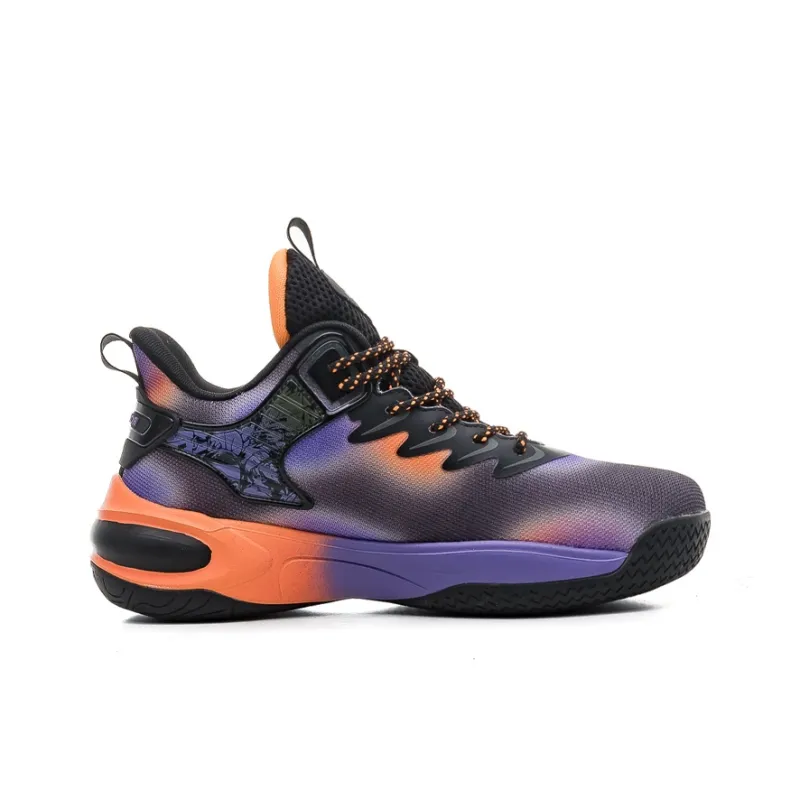 Warrior Cushioning Anti Slip And Wear Resistant Low Top Basketball Shoes Men's Black Purple Orange-1