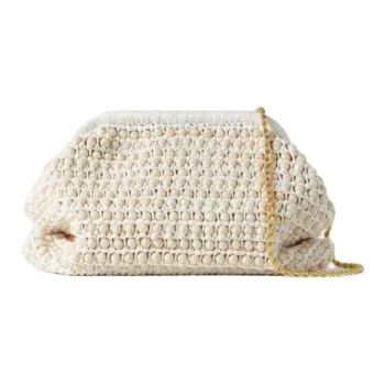 Loeffler Randall Raffia Fiber Clutch Medium Size Women's White