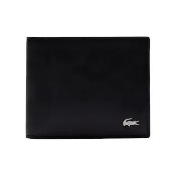 LACOSTE Calfskin With Leather Wallet Regular Men's Black