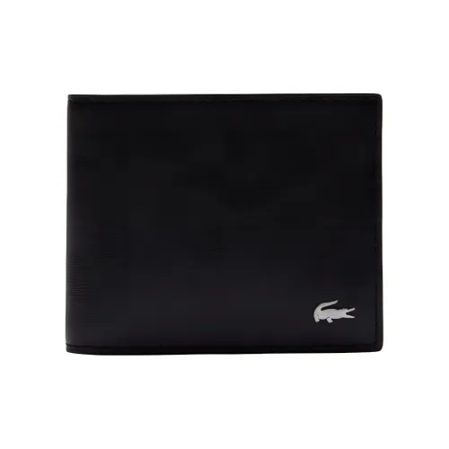 LACOSTE Calfskin With Leather Wallet Regular Men's Black