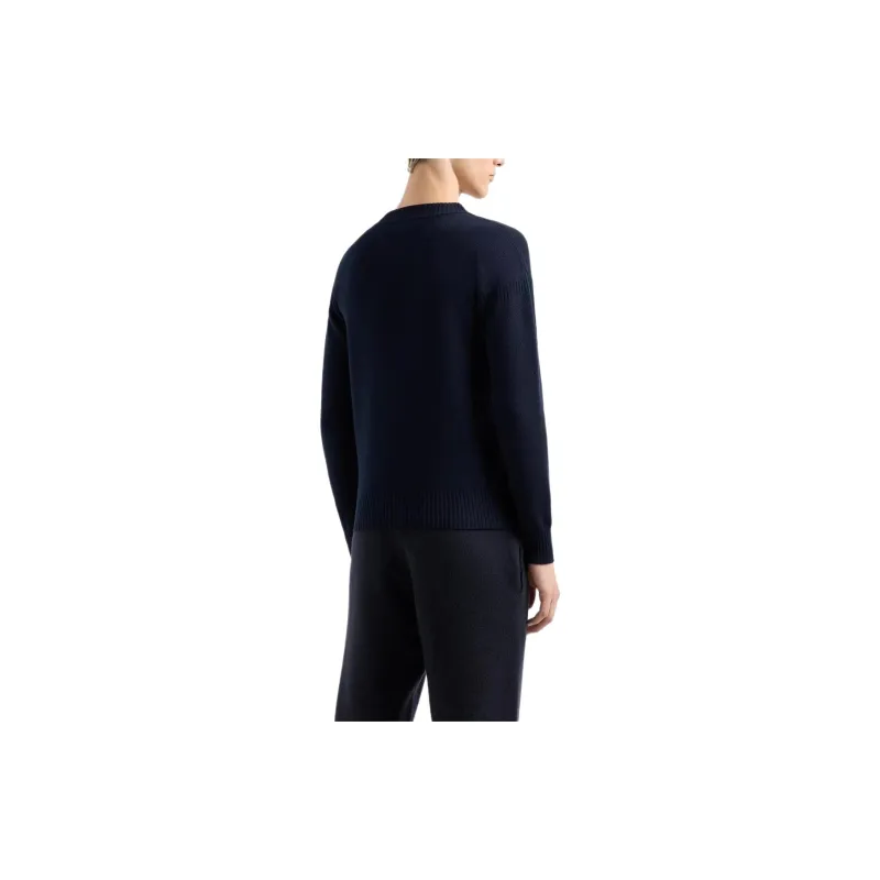 EMPORIO ARMANI Logo Flocked Crewneck Knitted Jumper-2